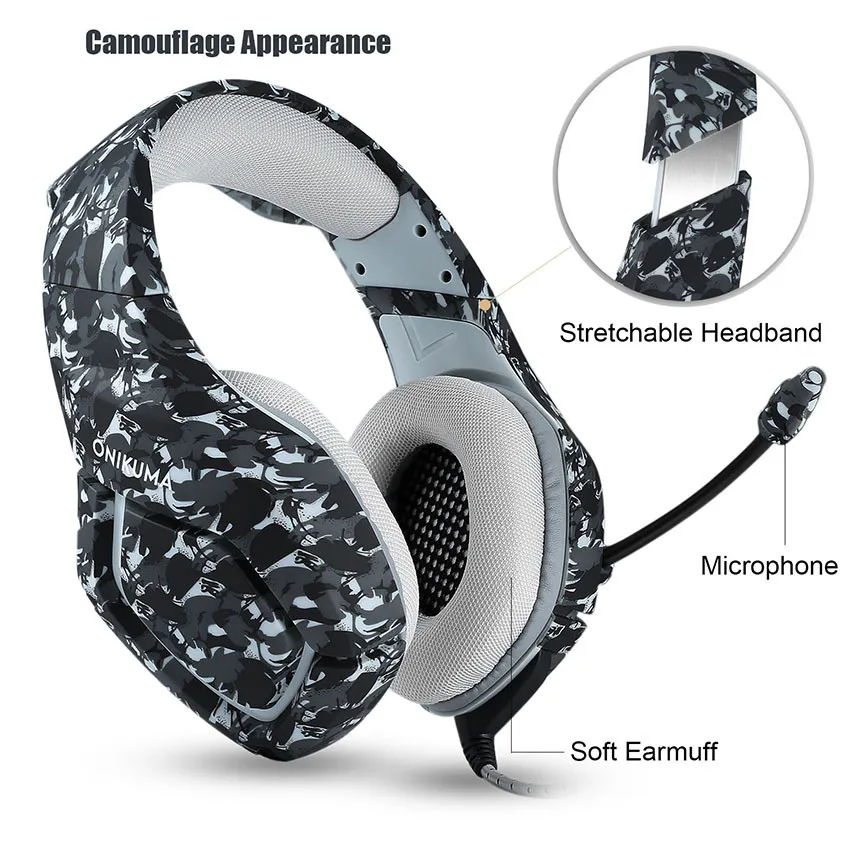 ONIKUMA K1 Casque камуфляжная PS4 гарнитура с микрофоном Стерео Игровые наушники для