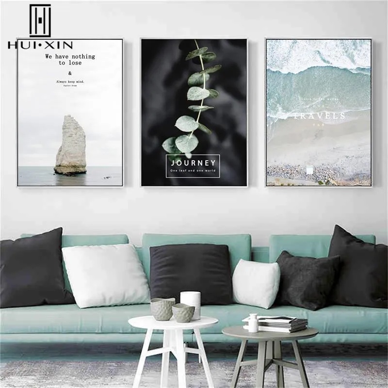 

Modern Peaceful Landscapes Scenery Green Seashore Nature Leaf Boat Canvas Print Painting Poster Art Wall Decor for Living Room