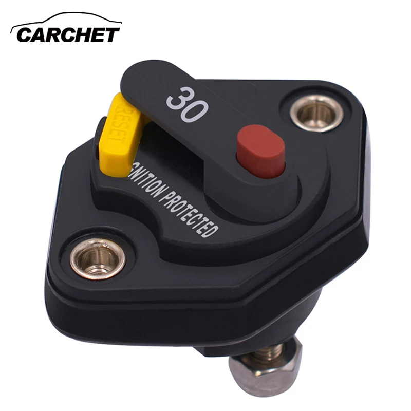

CARCHET Waterproof Dual Battery Manual Reset Switch Circuit Breaker 10A 20A 30-50A Car Circuit Interrupter Breaker Disconnector