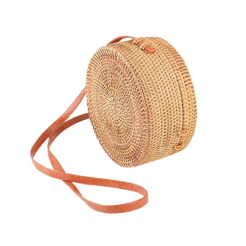 Women Woven Bag Round INS Popular Bohemia Vintage Rattan Straw Bags Handmade Vietnam Circle Female Shoulder Bag Crossbody SS3097 (4)