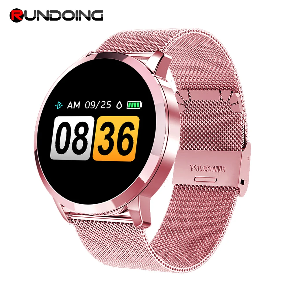 

RUNDOING Q8 Pink Version Smart Watch OLED Color Screen Fitness Tracker sleep monitor Heart Rate Blood Pressure smartwatch