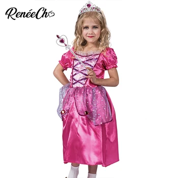 

Halloween Costumes For Girls 2018 New Arrival Medieval Birthday Party Dresses Fuchsia Princess Dress For 4 to 12 Years Old