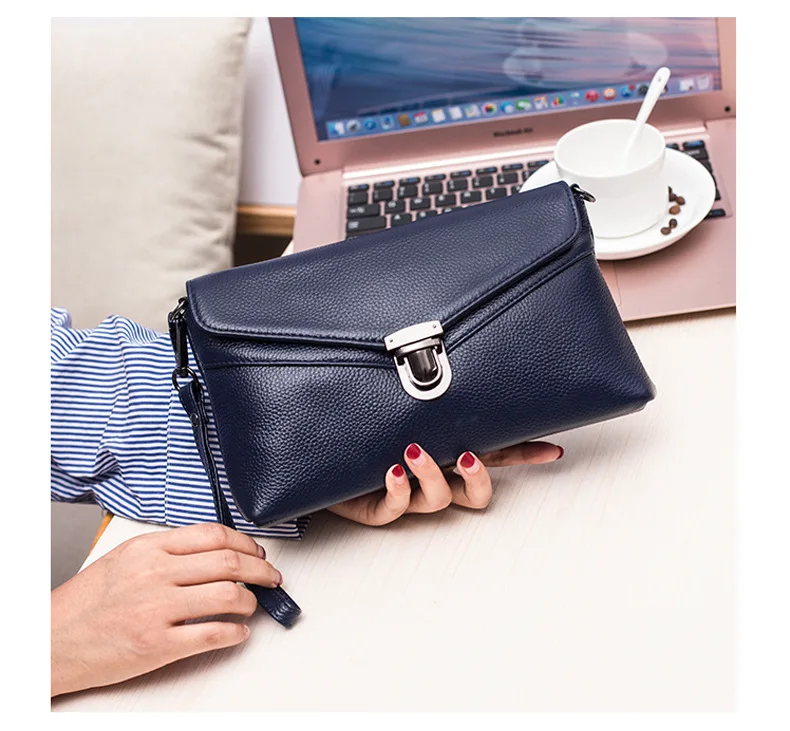 MJ Brand Women Handbag Fashion Genuine Leather Envelope Day Clutch Female Flap Messenger Bag Small Buckle Crossbody Shoulder Bag (17)