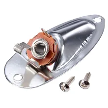 Salida barco cargado Jack socket de la placa del cromo para Fender para Strat eléctrica Guitarras bajo eléctrico del agujero de conexión del enchufe Conectores