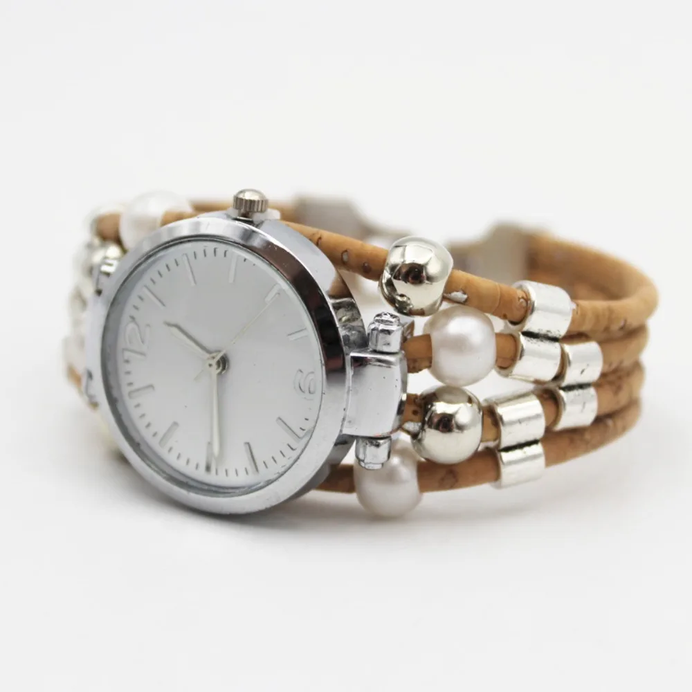 Пробковые часы женские часы из натуральной пробки ручной работы деревянные часы WA-104