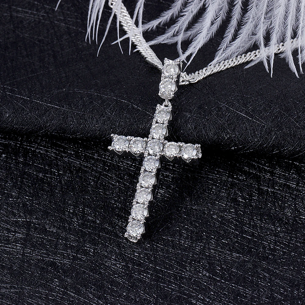 moissanite cross pendant necklace for man (5)