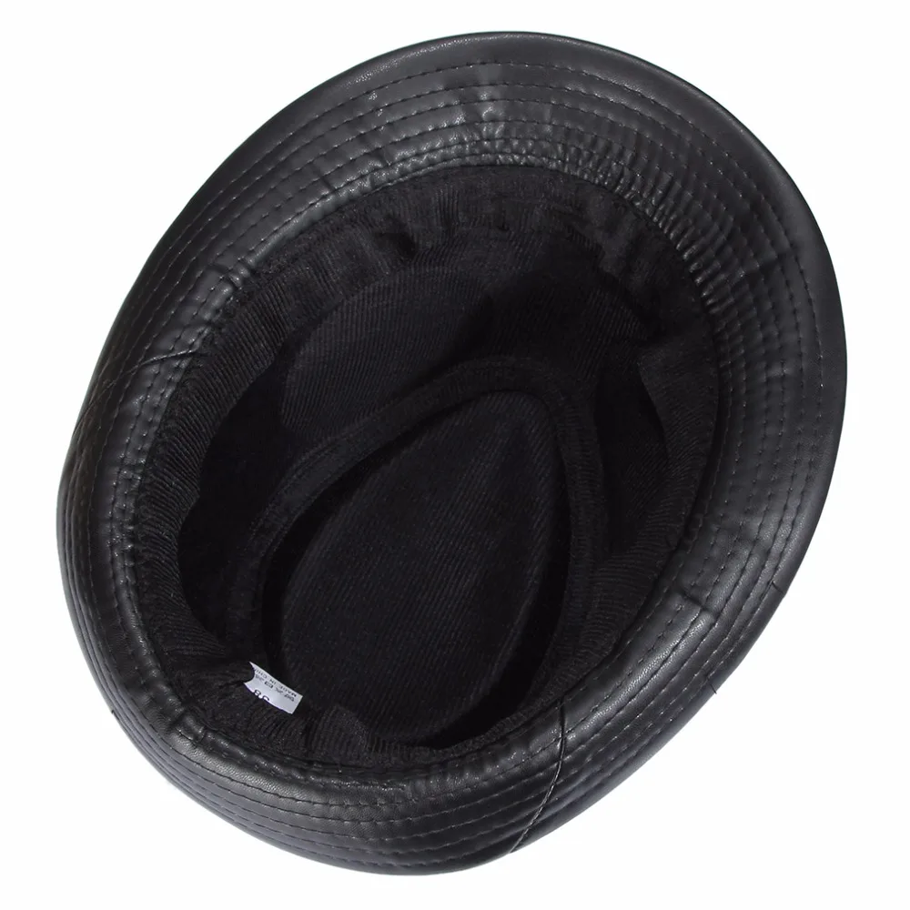 Mistdawn Высокое качество кожа Для мужчин Fedora фетровой шляпе джентльмен зима церковь Панама Кепки