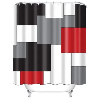 

Urban Beat Square Overlay Red and White Plaid Bathroom Shower Curtain