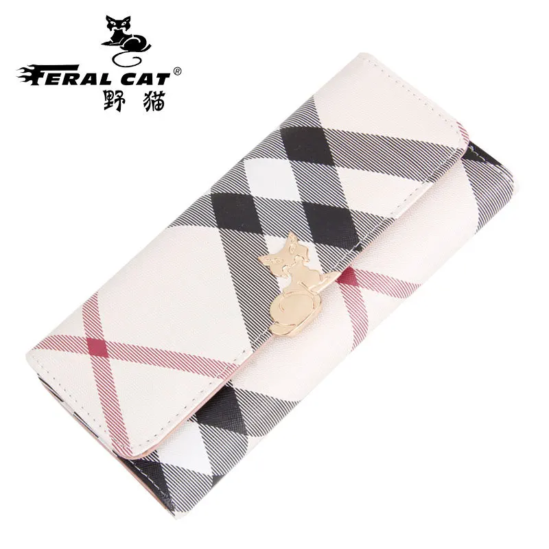

FERAL CAT 2017 New Simple Ladies Design High Quality Genuine Bags Clutch Wallet Fashion Dollar Price Long Purse Card Hol