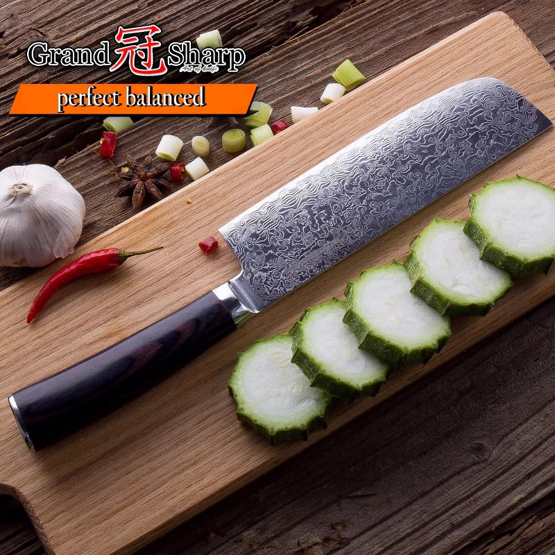 GRANDSHARP Usuba ножи накири из японской дамасской стали vg10 Кливер дамасский нож шеф-повара инструменты для приготовления пищи разделочный нож для овощей