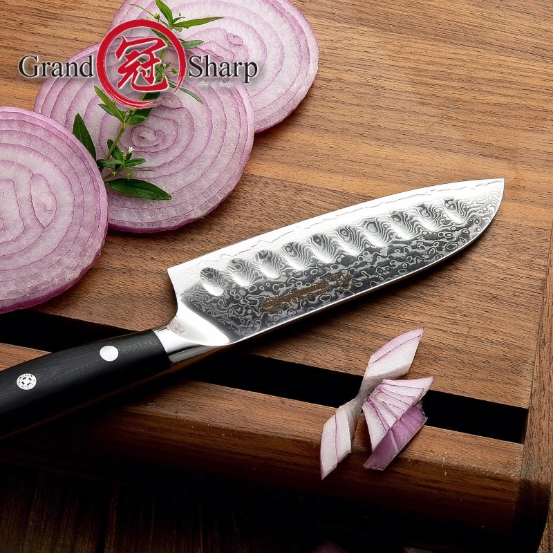 Нож Santoku 5 дюймов vg10 японский дамасский стальной кухонный нож 67 слоев высокоуглеродистой нержавеющей стали шеф-повара инструменты для приготовления пищи острые