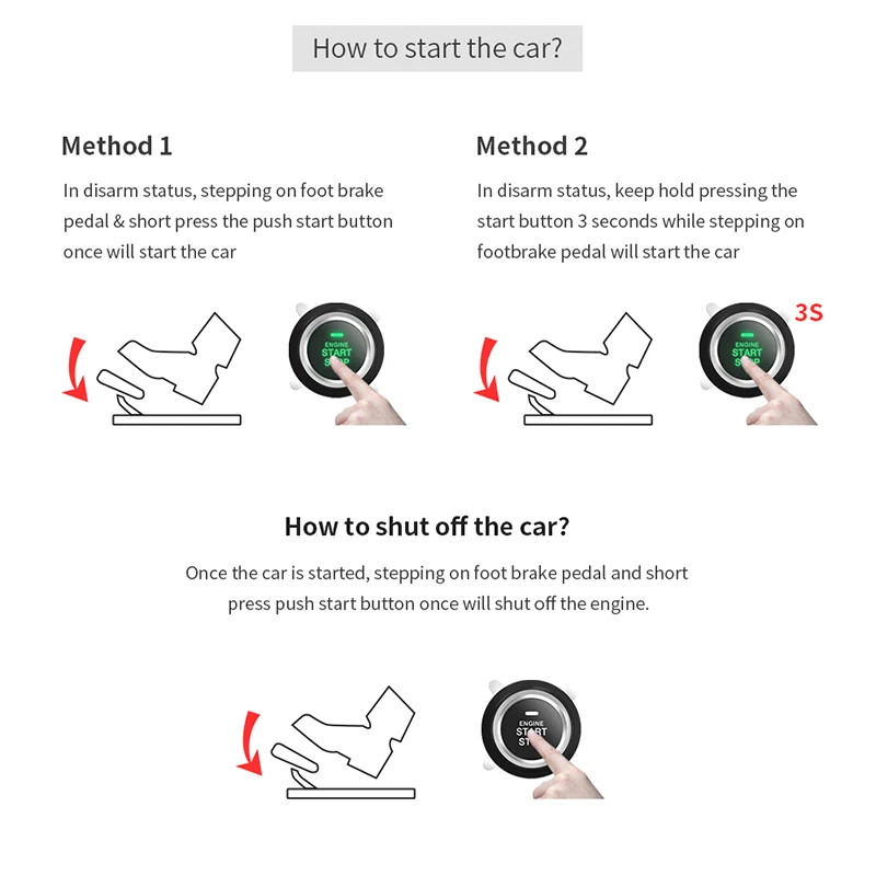 Универсальный RFID Автомобильная сигнализация с дистанционным управлением запуска двигателя, кнопка старт/стоп, работа с оригинальным автосигнализации
