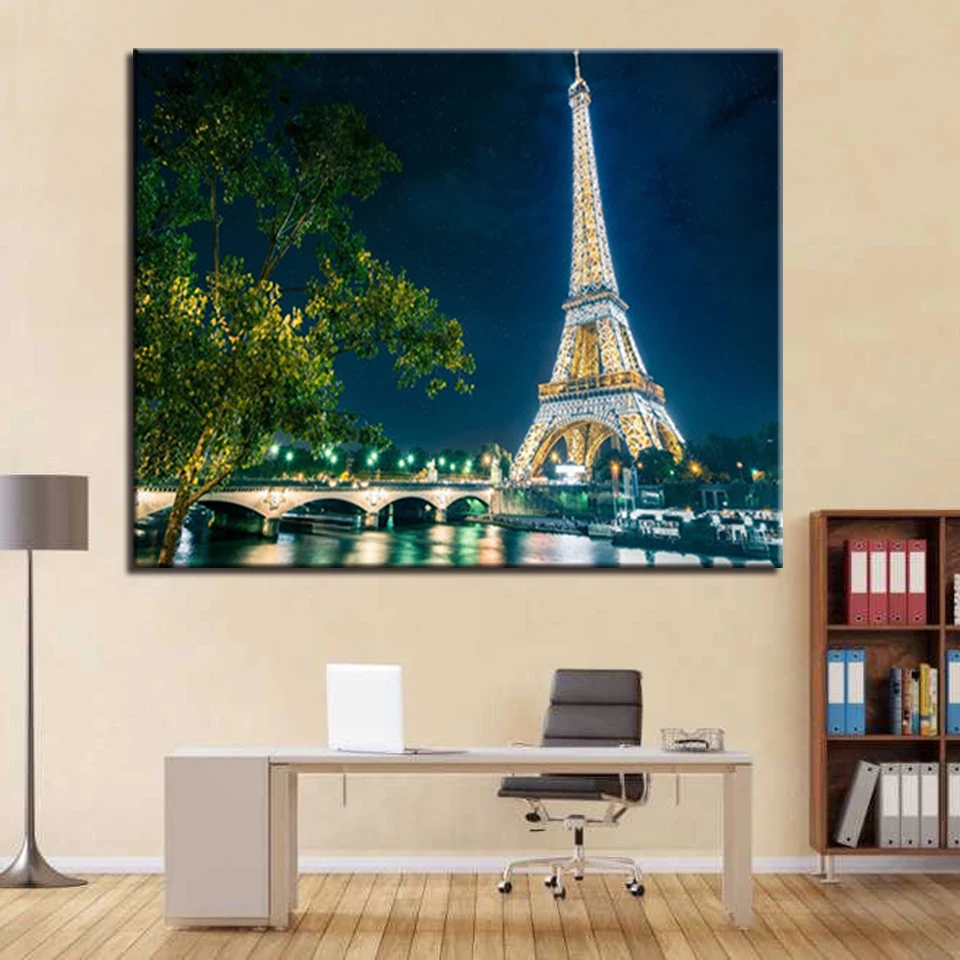 Oil-Painting-By-Numbers-DIY-Handpainted-Paris-Tower-Under-The-Night-View-Pictures-On-Canvas-Home (1)