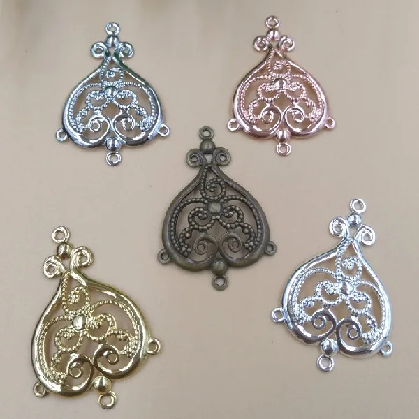 

Wholesale 24*35mm 5 Color Porous DIY Filigree Charms/Pendant Copper with Antique Bronze Petals,Hairpin Parts Vintage Jewelry