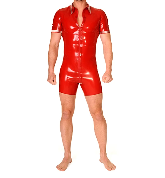 

Free Shipping Latex Leotard Polo Catsuit Latex Rubber Bodysuit