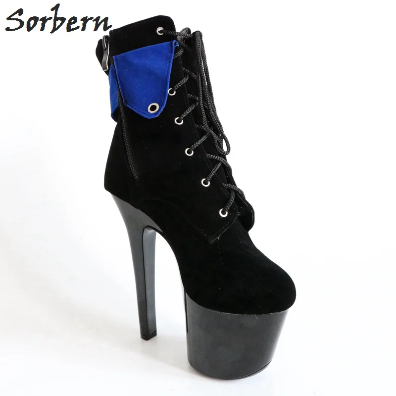 Avvio Breve Stivali Alta Nero Della Sorbern A 17 Cm Caviglia Up Gothic Più Per Blu Donne Il Lace Piattaforma Delle Le Formato Di Punta wUPUxYaEq