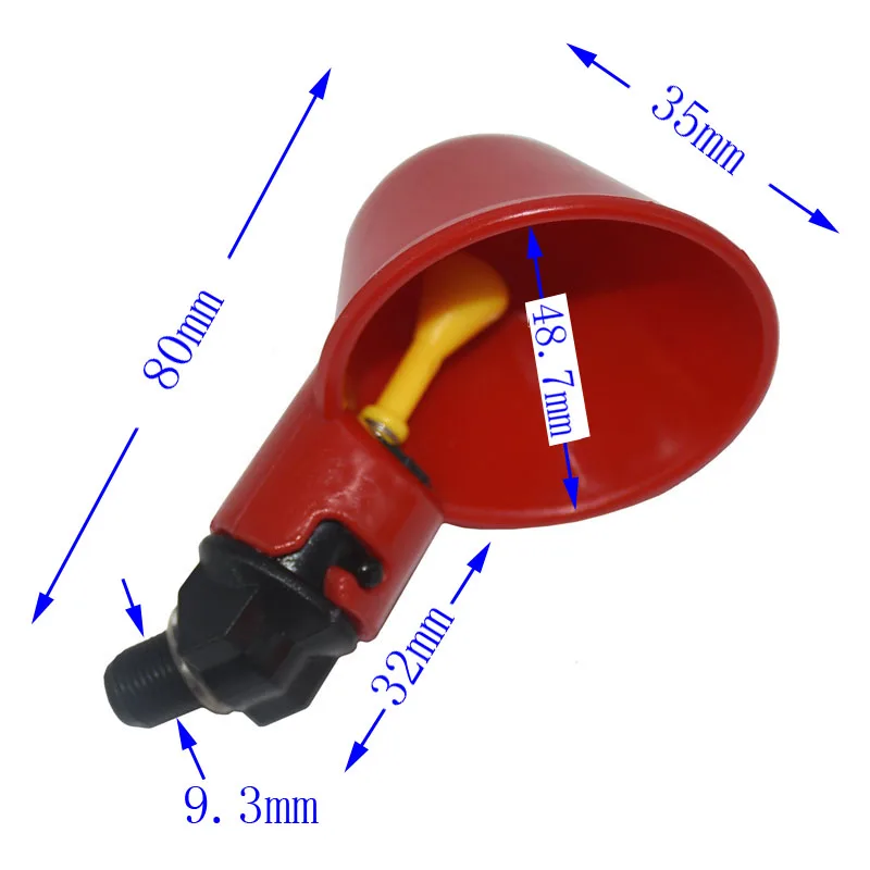 Автоматическая перепелиная поилка курица поилка чаша с желтым ниппель фермы птицы питьевой воды системы 4 шт - Цвет: Красный