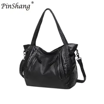 

PinShang Large Soft Leather Bag Women Handbags Ladies Crossbody Bags Female Big Tote Shoulder Bags for Pregnant and Maternal