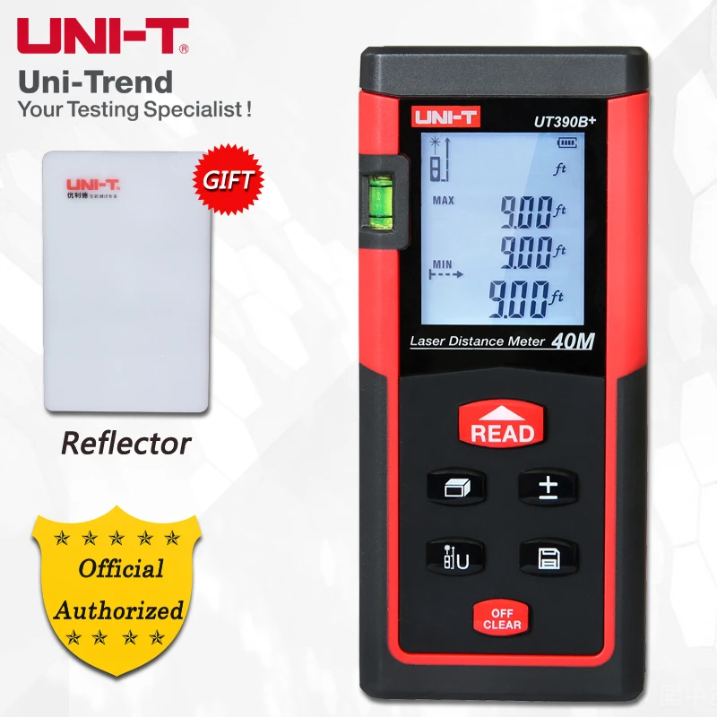 UNI-T UT390B+/UT391+ Лазерный дальномер; 40 м/60 м Инфракрасный измерительный прибор/электронная линейка, хранение данных, автоматическое отключение