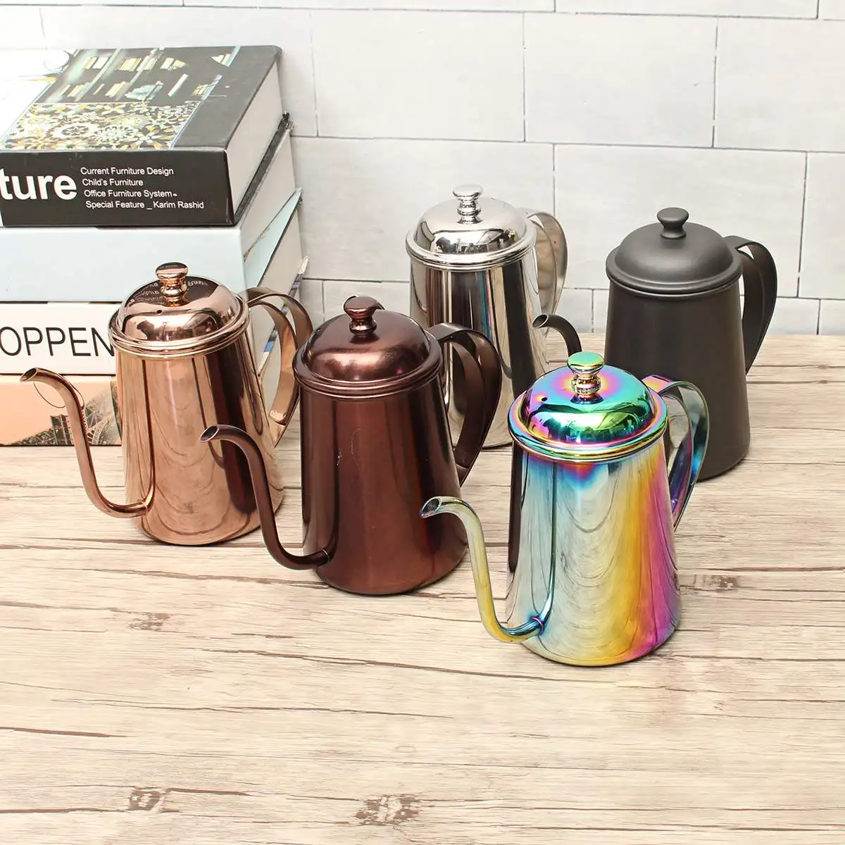 Pour Over Drip Coffee Tea Pot 650ml Stainless Steel Kettle Colorful