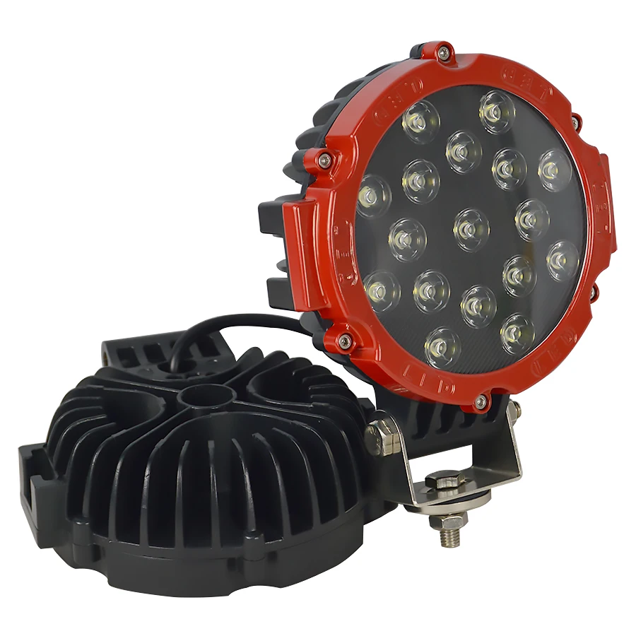 2 шт. 7 дюймов 51 Вт круглый точечный прожектор внедорожный светильник для вождения Рабочая лампа для 4x4 внедорожный грузовик трактор ATV SUV черный/красный