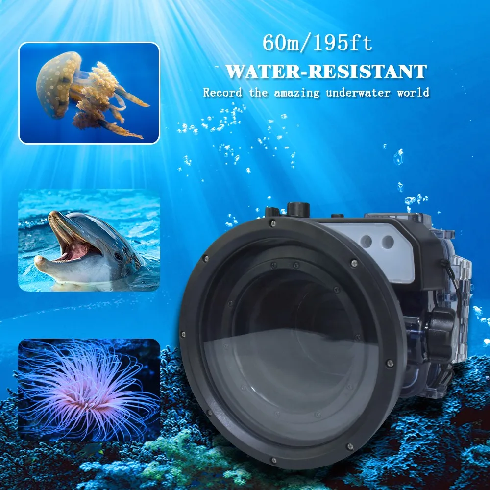 Seafrogs 60m/195ft Diving Camera Waterproof Housing Case for Sony RX100 VI M6 Mark 6