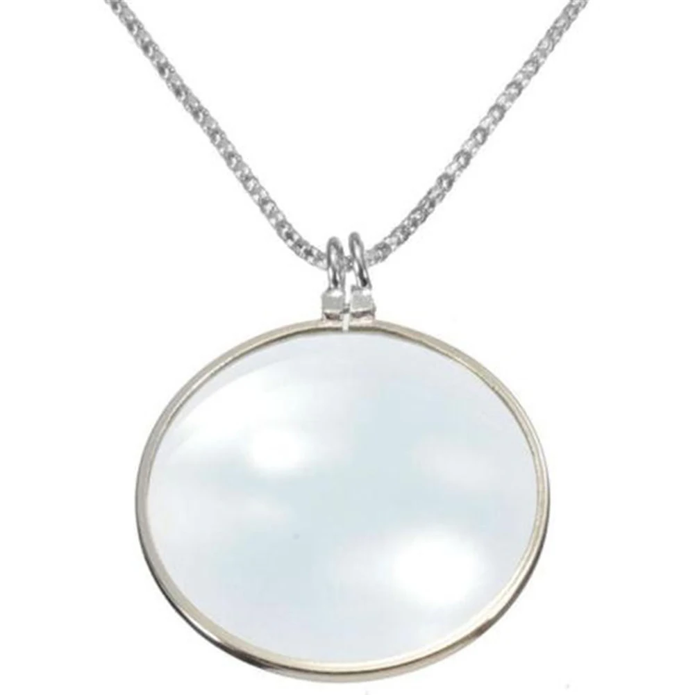 

5x Magnifier Round Reading Magnifying Glass Lens Pendant Long Chain Necklace