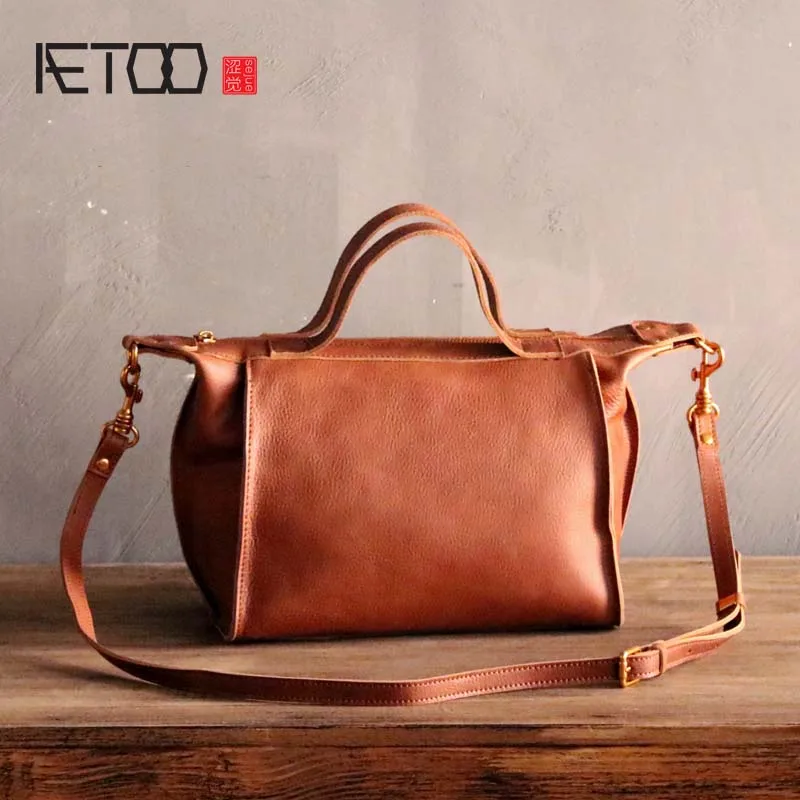 

AETOO Original handmade New leather female bag first layer cowhide mini shoulder bag women retro British wind messenger bag