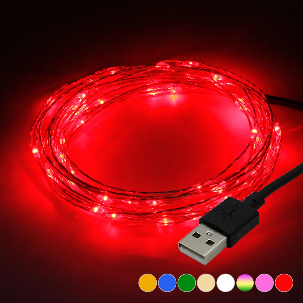 Напрямую с фабрики 5 м 10 светодиодный USB медный провод свет шнура разъем открытый