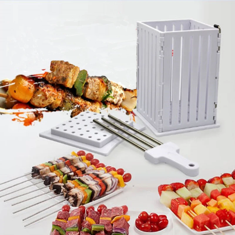 Barbucue Kebab Tools Stainlee Steel Stick Plastic Meat Cutting White Box Simple Skewer Makers