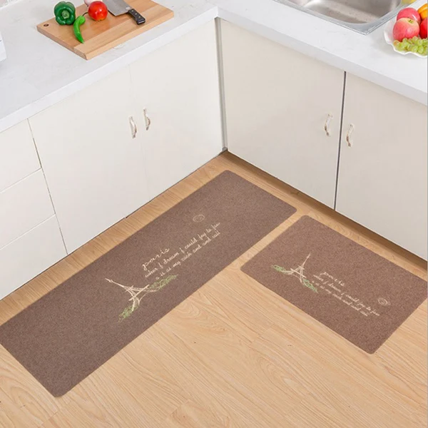 Infant Shining 2PCS Kitchen Mat Oil And Water Absorption Carpet Non-slip Door Mat Living Room Floor Mat Machine Washable Carpet - Цвет: brown 4