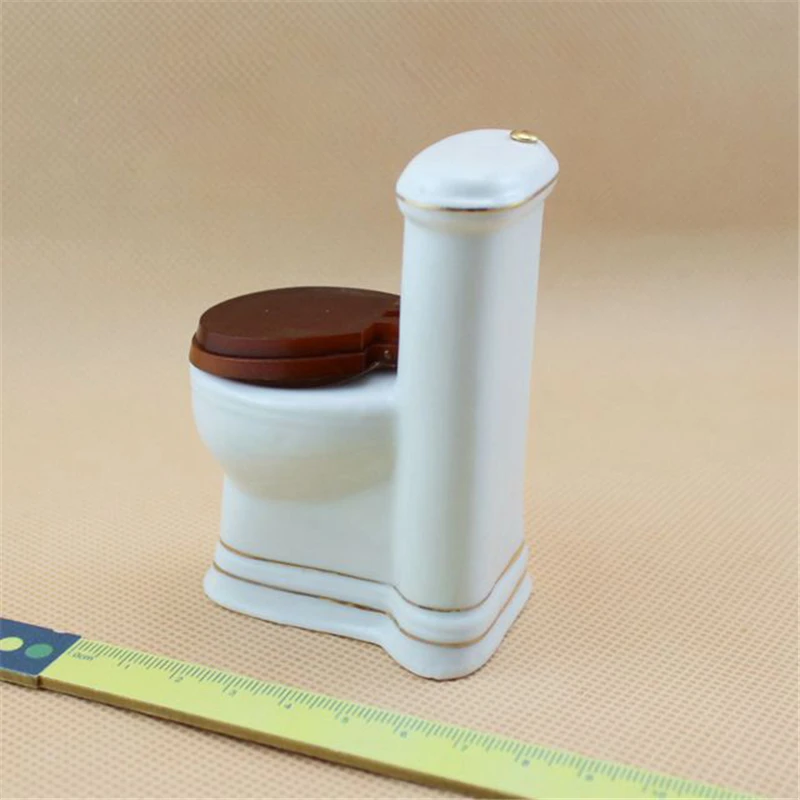 1/12 مصغرة دمية الأطفال دمية منزل الحمام الأثاث 4 قطعة/المجموعة حوض وتواليت و مرآة و غسل الجدول إكسسوارات دمي