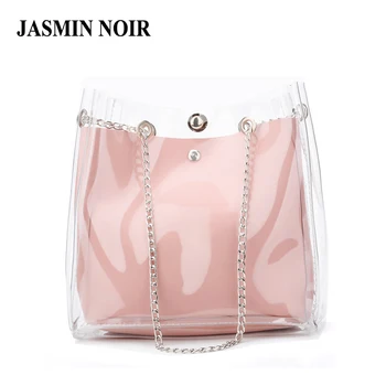 

Fashion New Brand Designer Transparent PVC Summer Women Messenger Chain Bag Handbag and Purse Lady Chain Shoulder Crossbody Bag