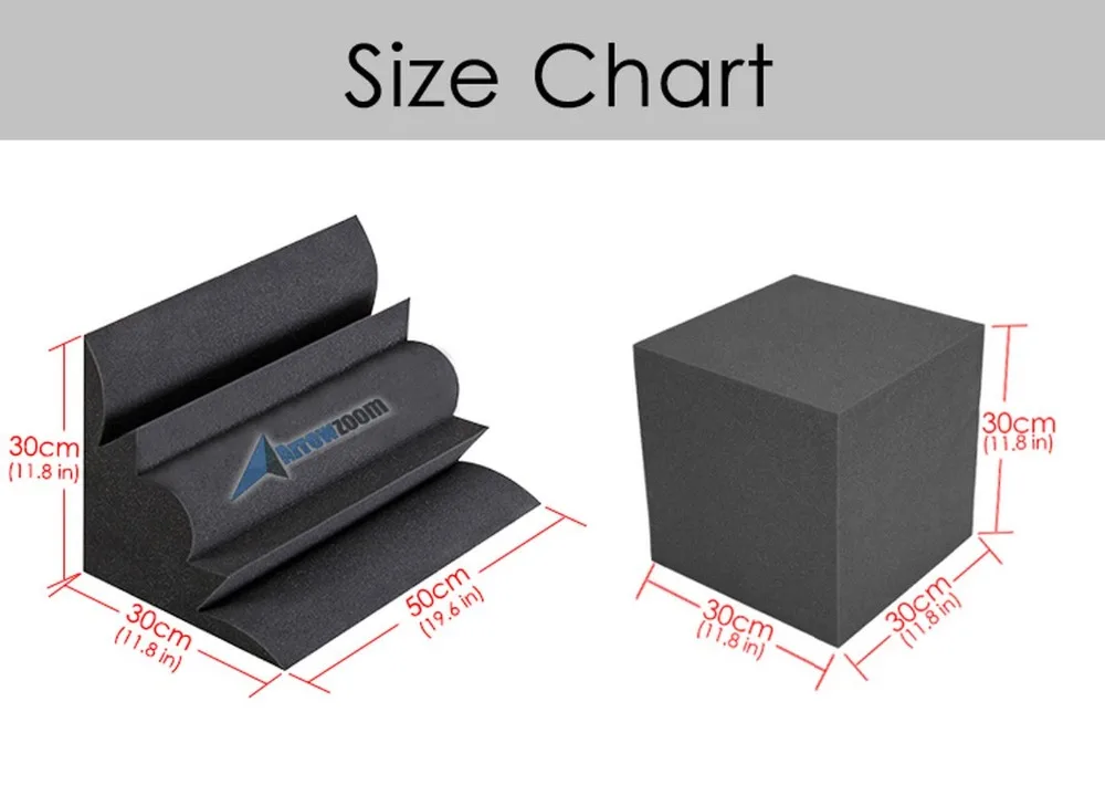 Arrowzoom 11," x 11,8" x 19," 4 шт. набор угловых басовых ловушек студийная пенная панель Звукопоглощающая акустическая обработка