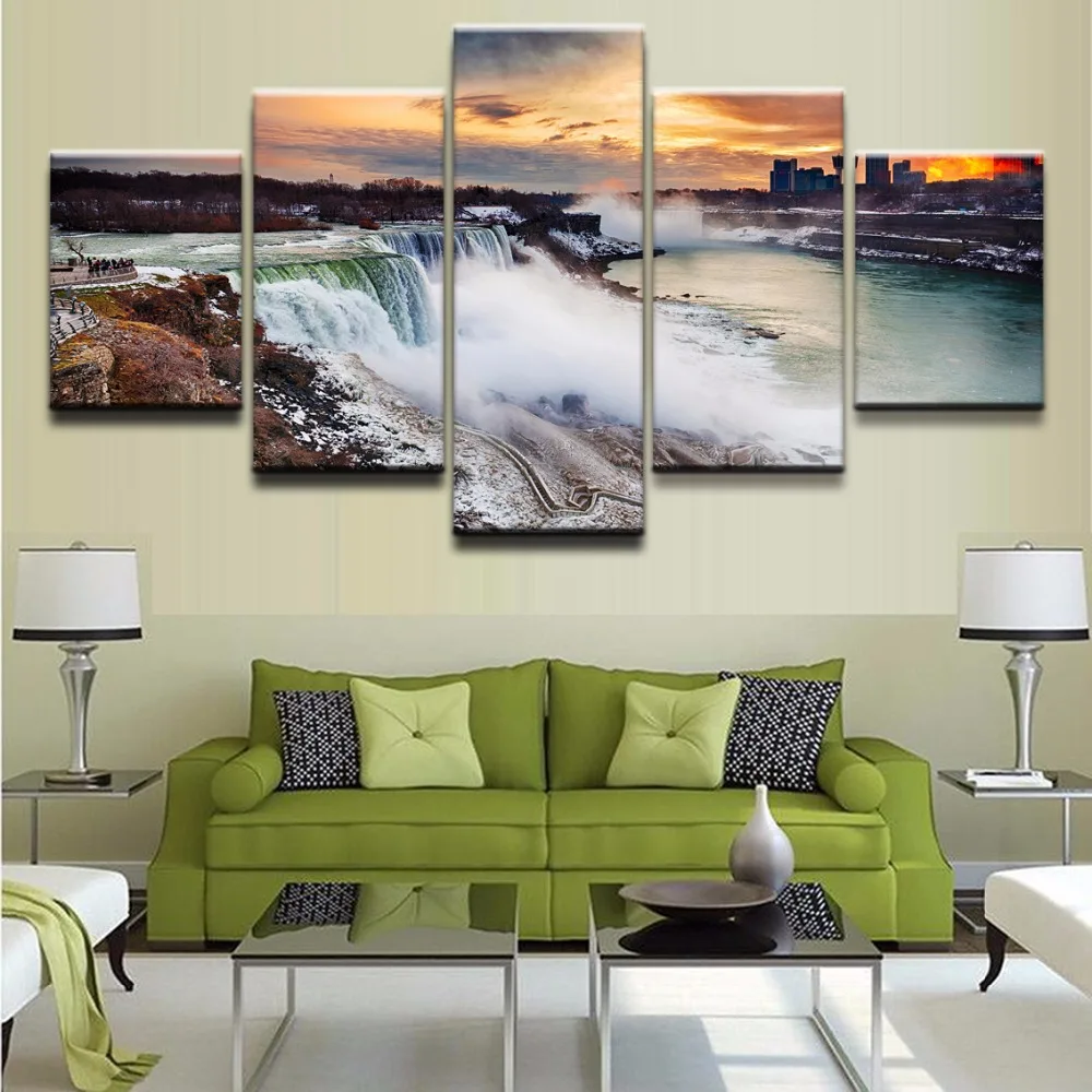 

Modular Pictures One Set Canvas HD Printed Poster Wall Art 5 Pieces Waterfall Of Landscape Modern Decorative Home Living Room