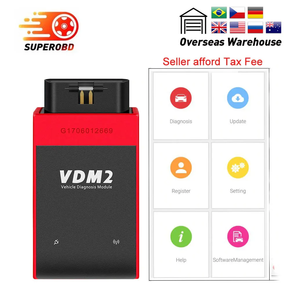 

2019 UCANDAS VDM2 Full system V5.2 Bluetooth/Wifi OBD2 VDM II for Android VDM 2 OBDII Code Scanner Update free