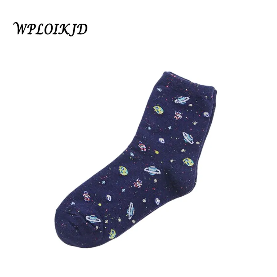 [WPLOIKJD] новые зимние Хлопковые женские носки в космическом стиле, Корейская женская летняя подвеска в виде космонавта и планеты, носки, новинка, короткие модные носки