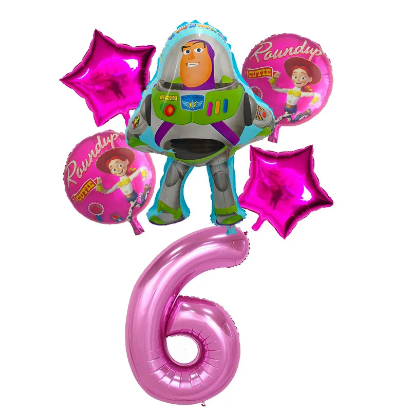 6 шт./компл. игрушка воздушные шары с Баззом лайтером с персонажами из мультфильмов из фольги гелиевый 30 дюймов номер синие шары история с днем рождения воздушные шары - Цвет: Прозрачный