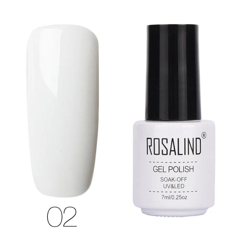 Гель для ногтей ROSALIND, 7 мл, белый флакон, чистый цвет, УФ-Гель-лак, полуперманентный, впитывающий, для ногтей, маникюрный гель, лак для ногтей - Цвет: RC02