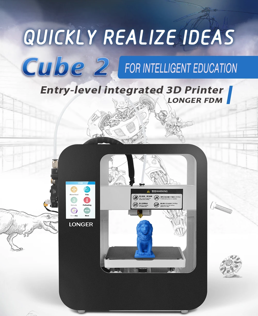 Длиннее Cube2 FDM 3d принтер Longer3d FDM 3d принтер Impresora 3d Drucker