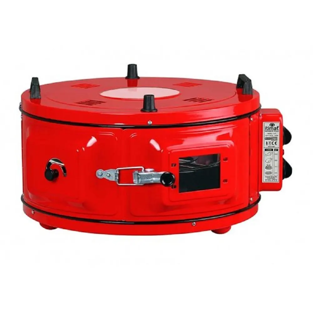 RED COLOR Commercial Round Countertop 220V Drum Oven Bakery Pastry Snack Cookie Roaster Pizza Multipurpose Oven 2xPan included