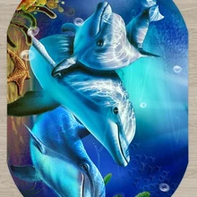 Else синий под морем плавание дельфины 3d узор принт нескользящие микрофибры гостиная современный Овальный моющийся ковер