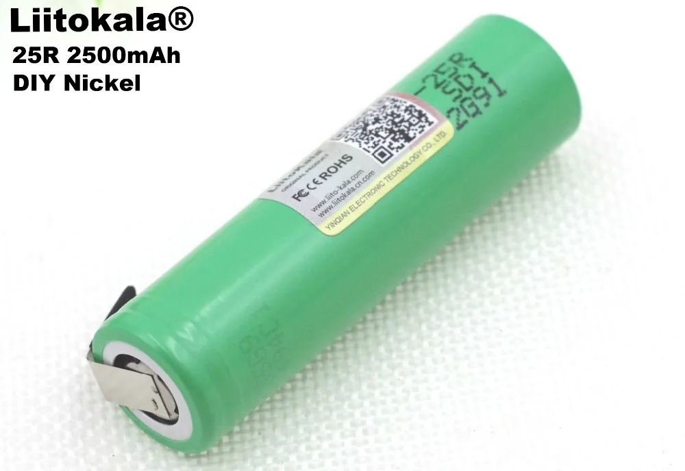 4 шт. Liitokala 18650 25R 2500mAh литиевая батарея 20A электронный аккумулятор непрерывного разряда+ никелевые листы DIY