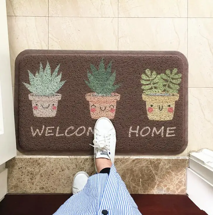 

TECHOME Dust Removal Carpet Doormat Wire Loop Footpad Lovely Plant Mat in the Hallway Kitchen Bath Non-slip Entrance Mat Rug