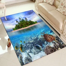 Еще тропический остров под морем fishes вид 3d печать Нескользящая микрофибра Гостиная декоративный современный моющийся коврик
