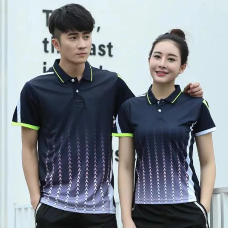 

Summer Sports Quick Dry breathable badminton shirt,Women Men table tennis team running training short sleeve Polo T Shirts