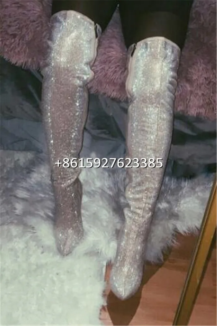 Роскошные женские Сапоги выше колена со стразами пикантные сапоги на тонком высоком каблуке женские ботфорты на шнуровке с острым носком