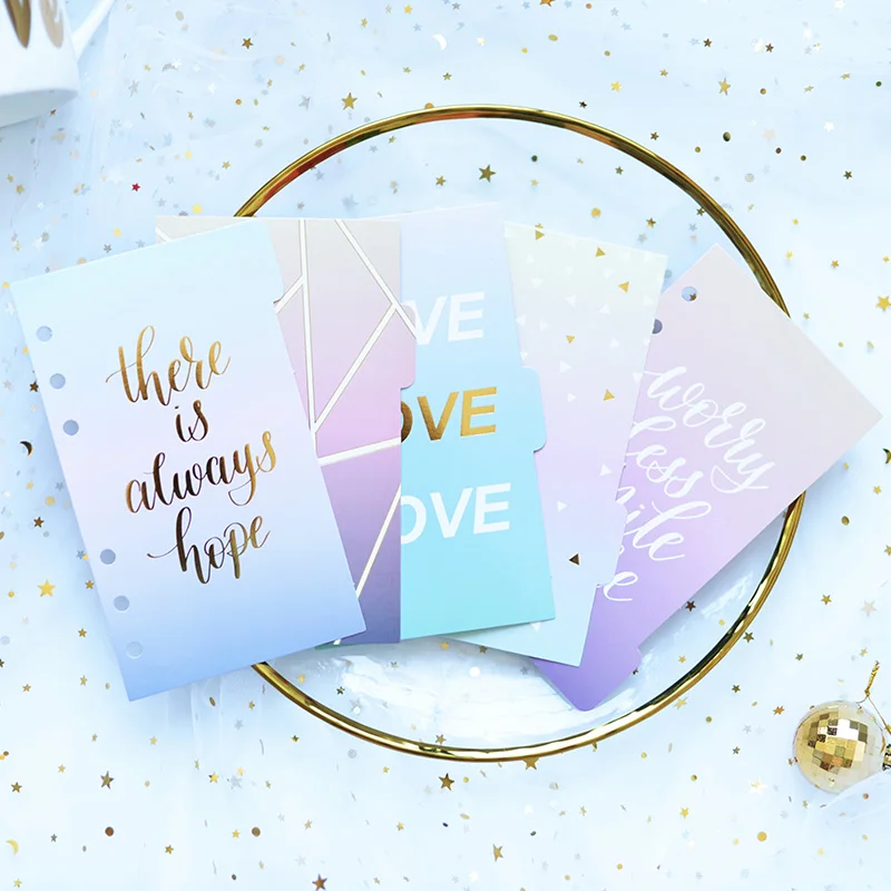 Yiwi Dokibook Lovedoki A5 A6 A7 слова Золотой горячее тиснение листья 6 листов разделительные