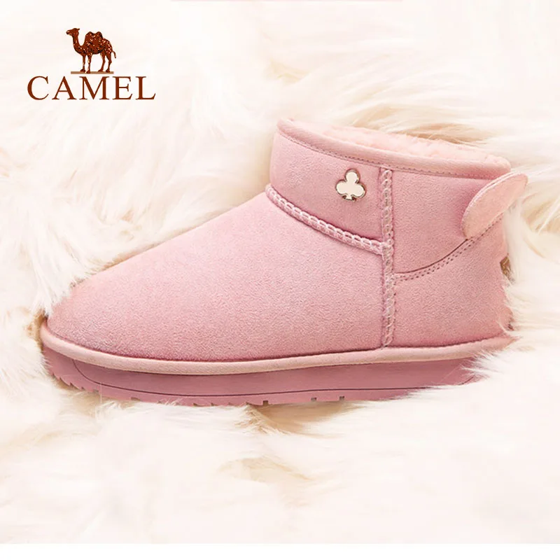 

CAMEL Winter Women Warm Flock Flat Ankle Short Boots Women Winter Comfort Fur Snow Boots For Ladies Soild Casual Wild Shoes