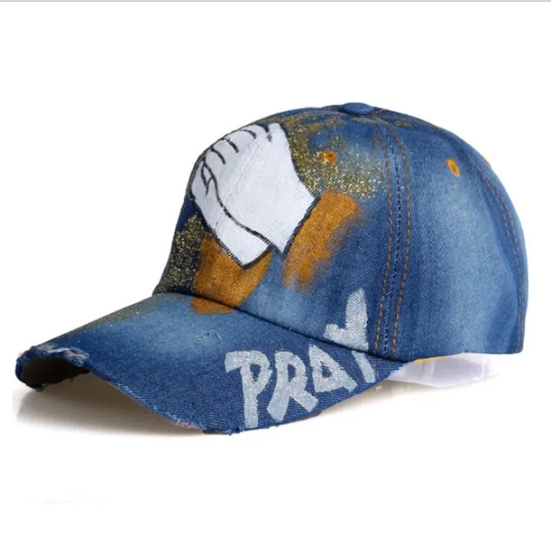 

Seioum baseball caps 2018 new style high quality Praying with both hands painting baseball cap solid colour Casual Snapback HAT
